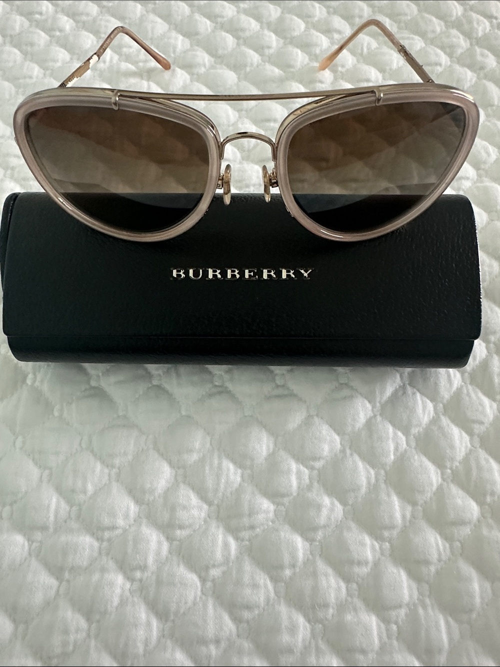 Burberry brown and gold aviator style sunglasses